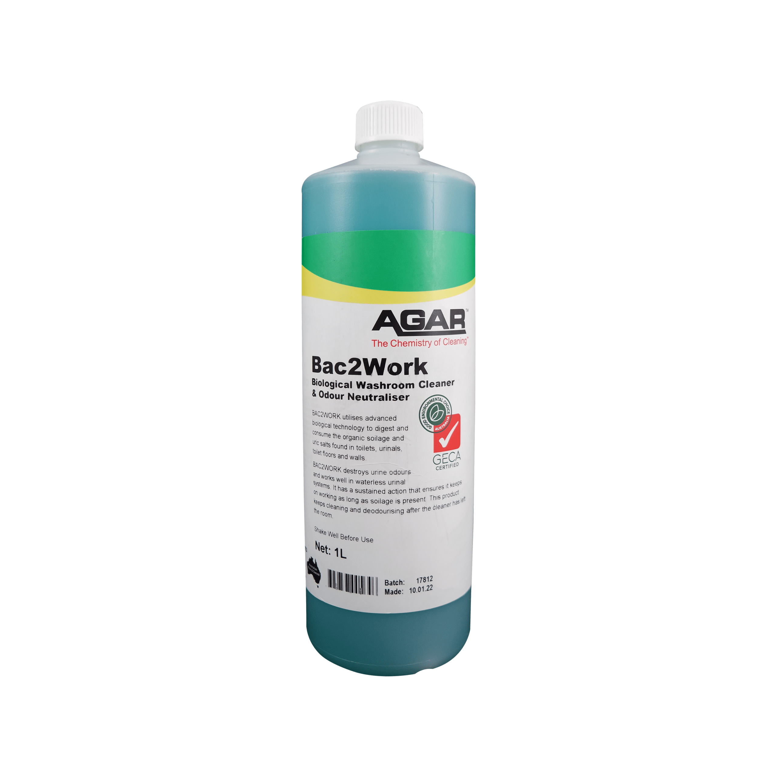 AGAR Bac2Work Washroom Cleaner and Odour Neutraliser 1L