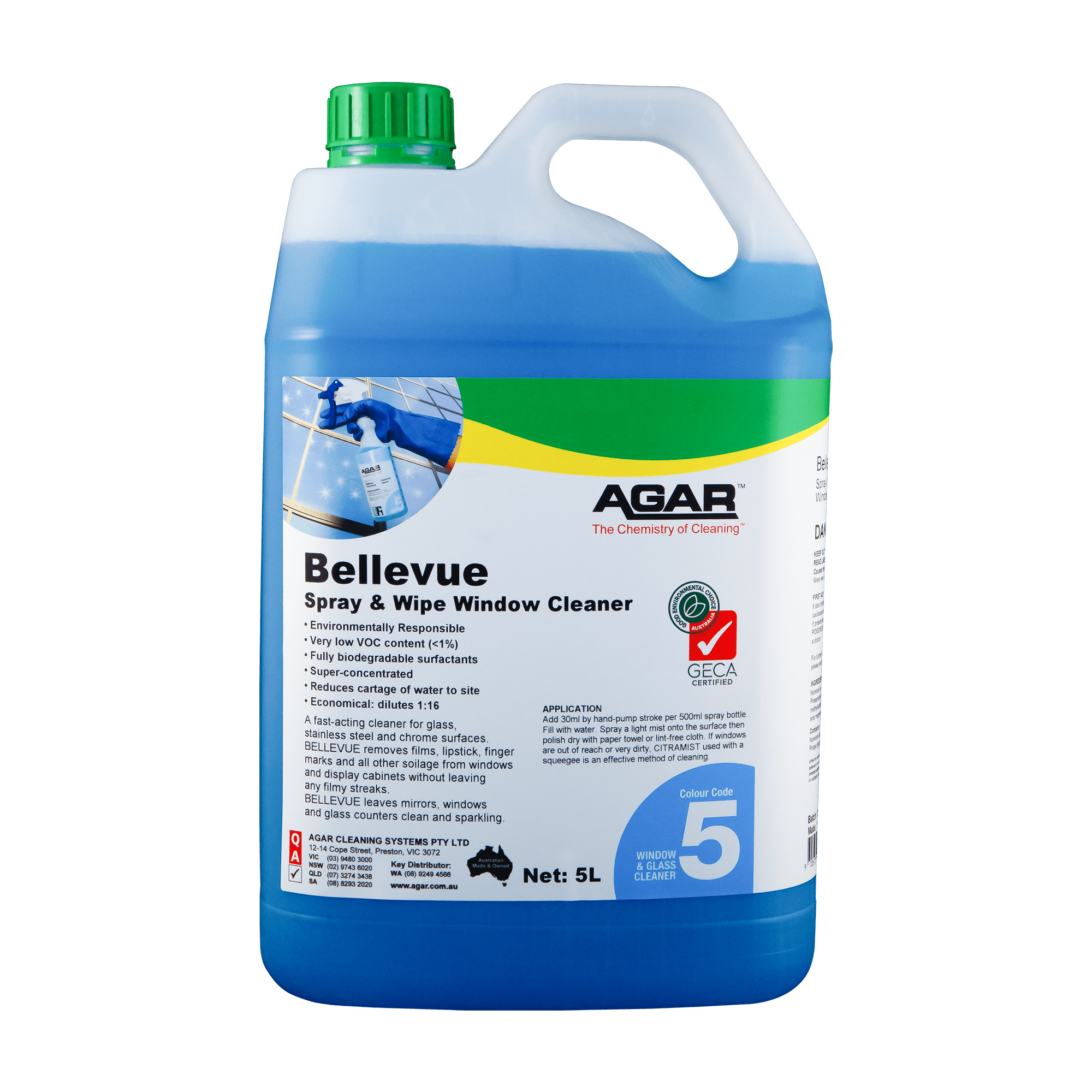 AGAR Bellevue Spray and Wipe Window Cleaner 5L