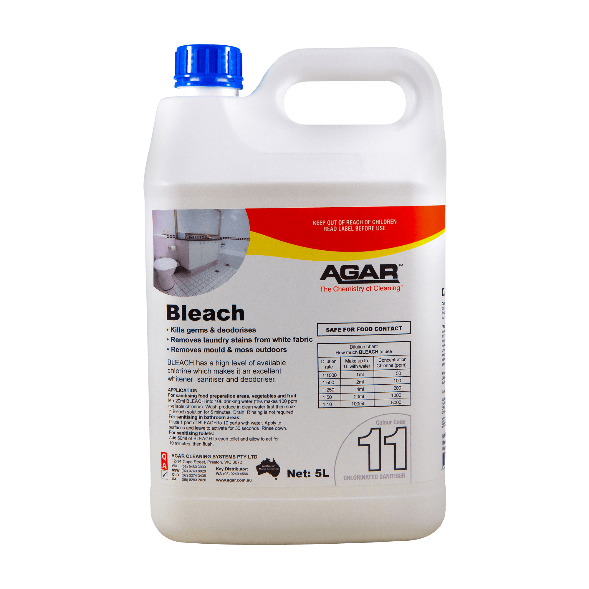 AGAR Bleach Cleaner and Sanitiser 5L
