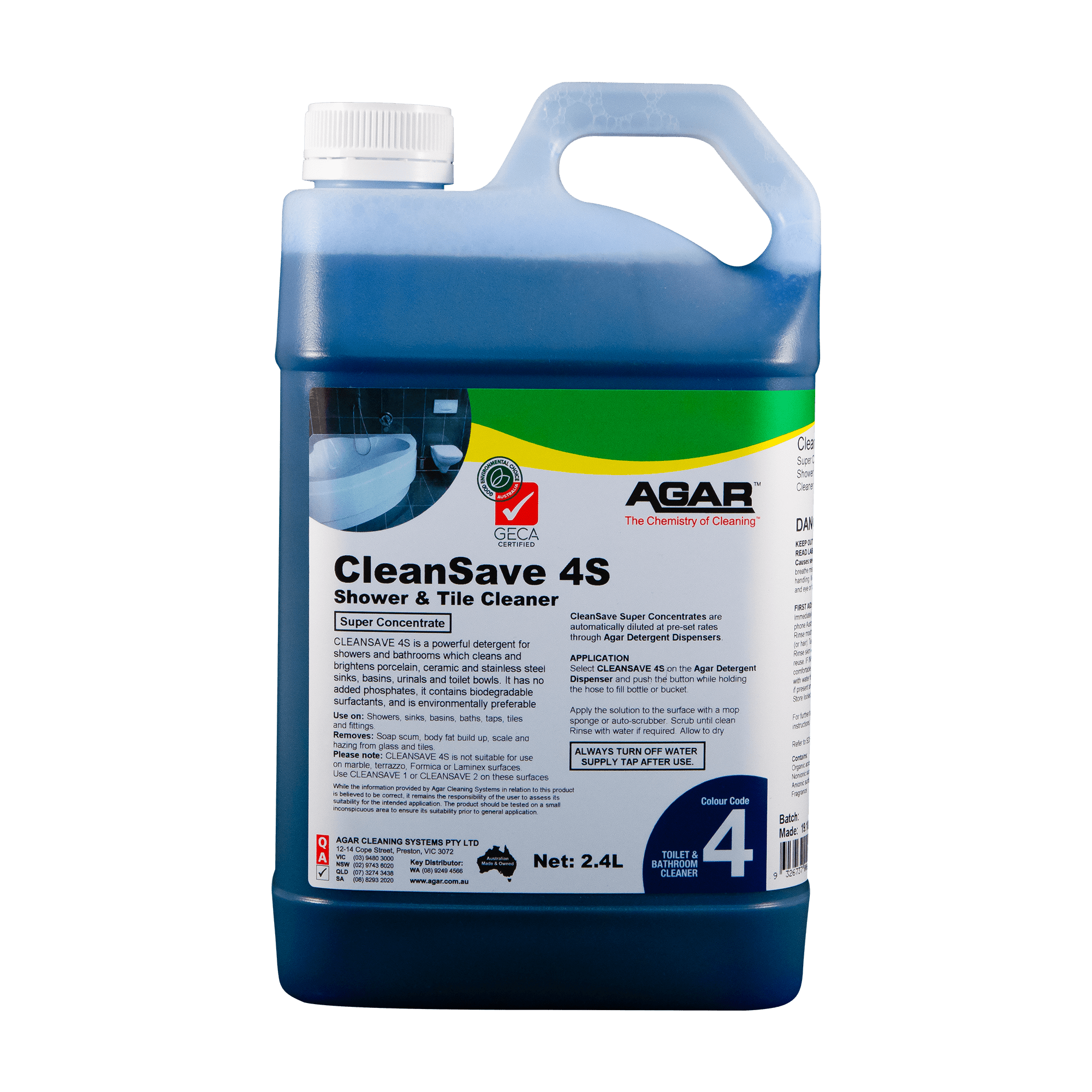 AGAR CleanSave 4S Shower and Tile Cleaner GECA 2.4L