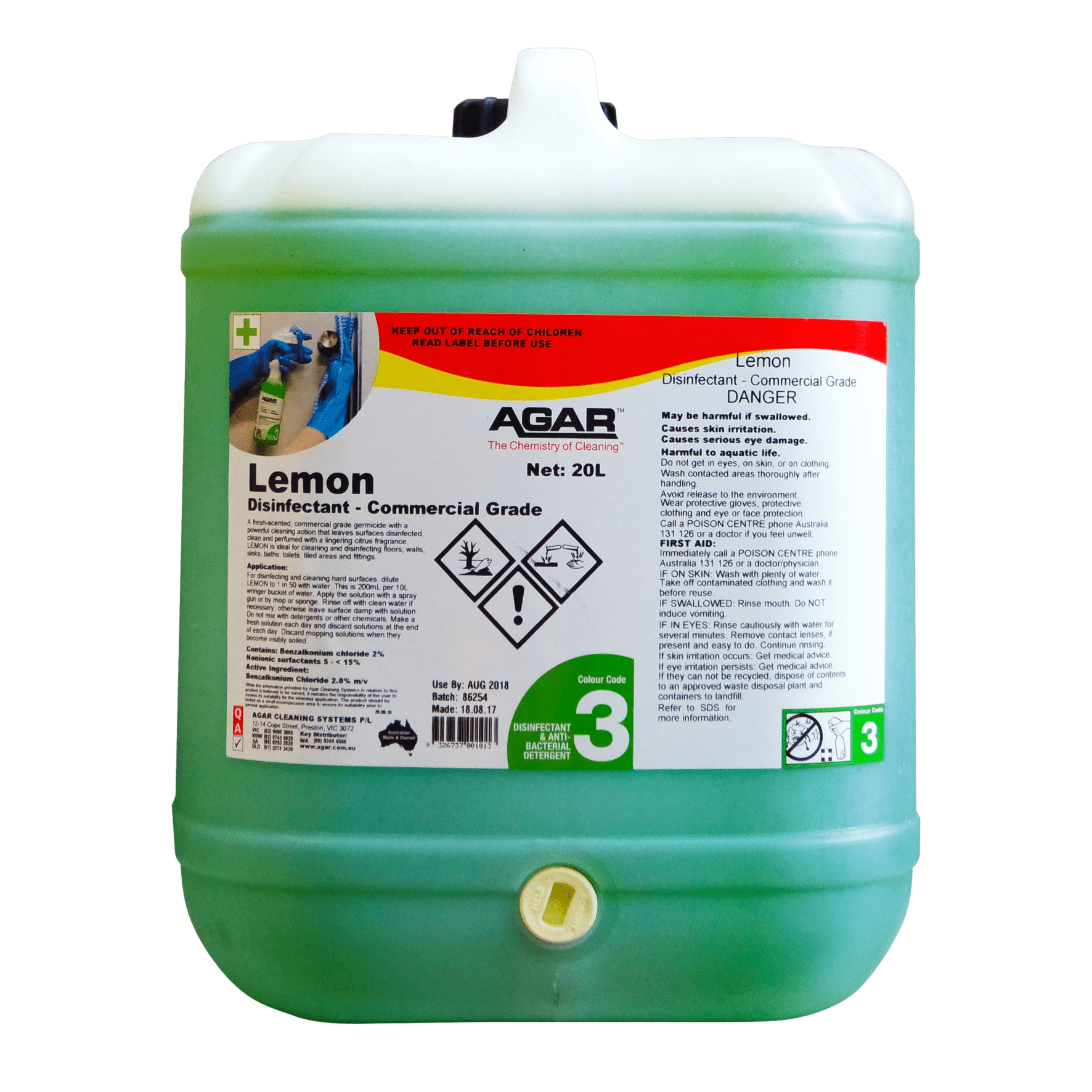 AGAR Lemon Commercial Grade Disinfectant 20L