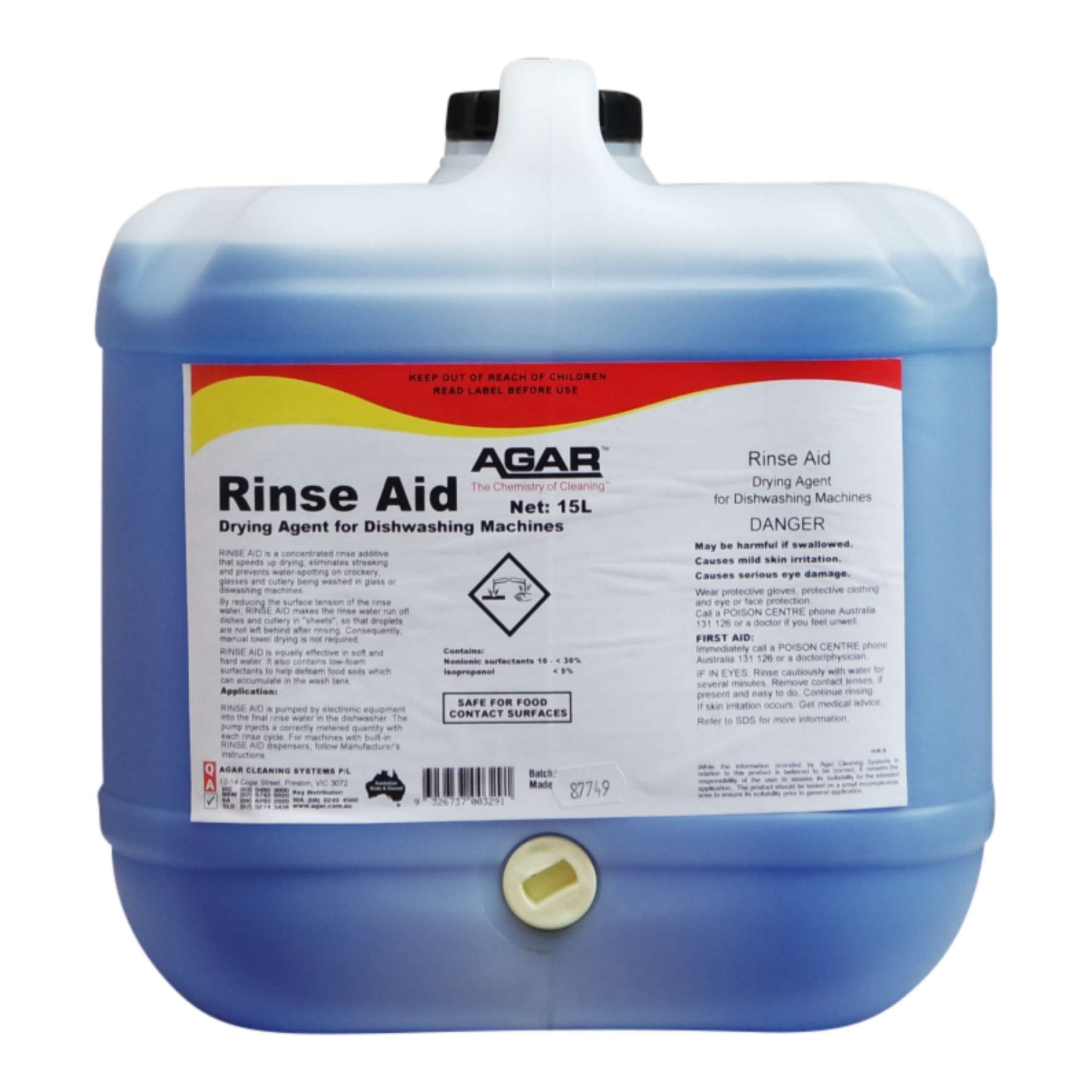 AGAR Rinse Aid Dishwasher Drying Agent 15L