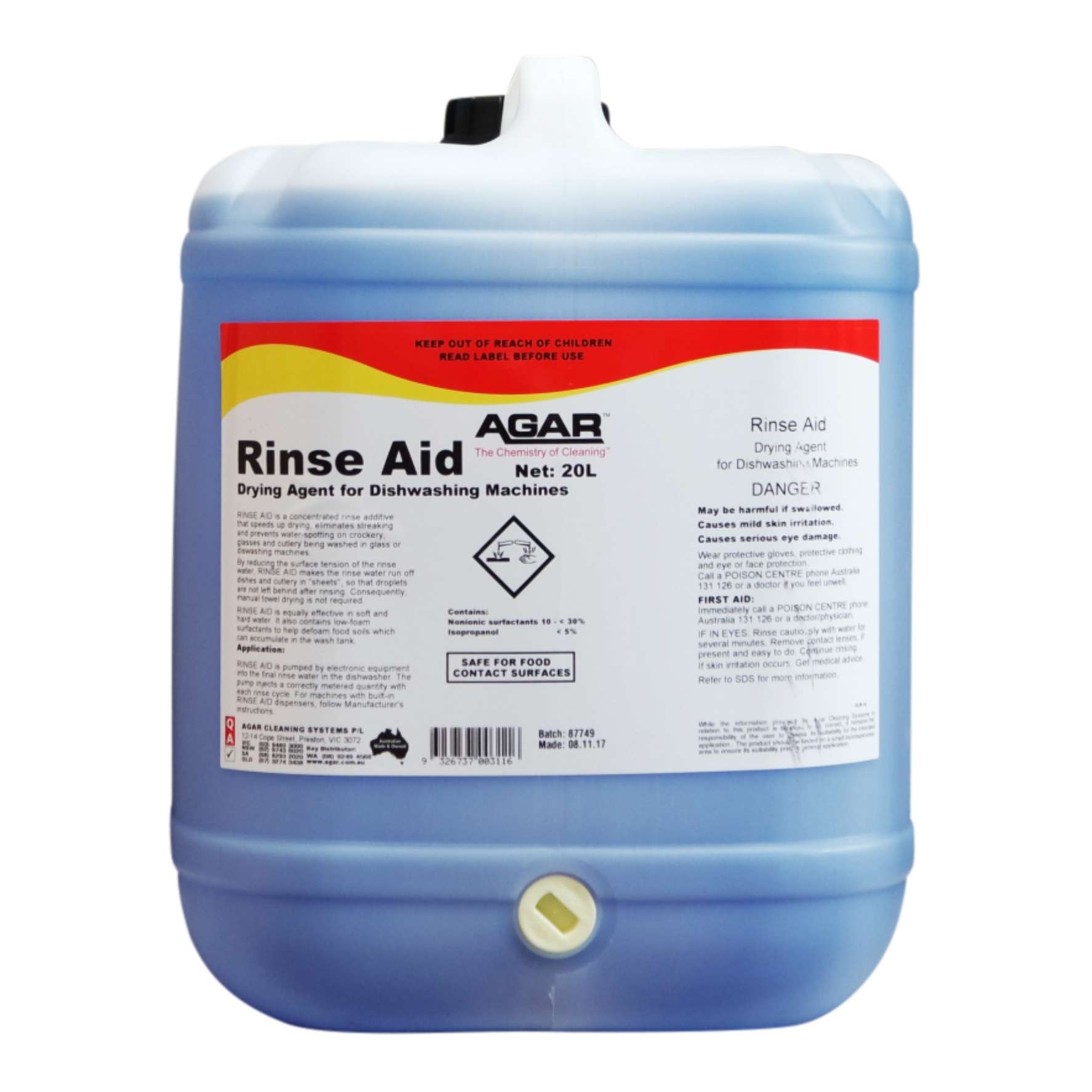 AGAR Rinse Aid Dishwasher Drying Agent 20L