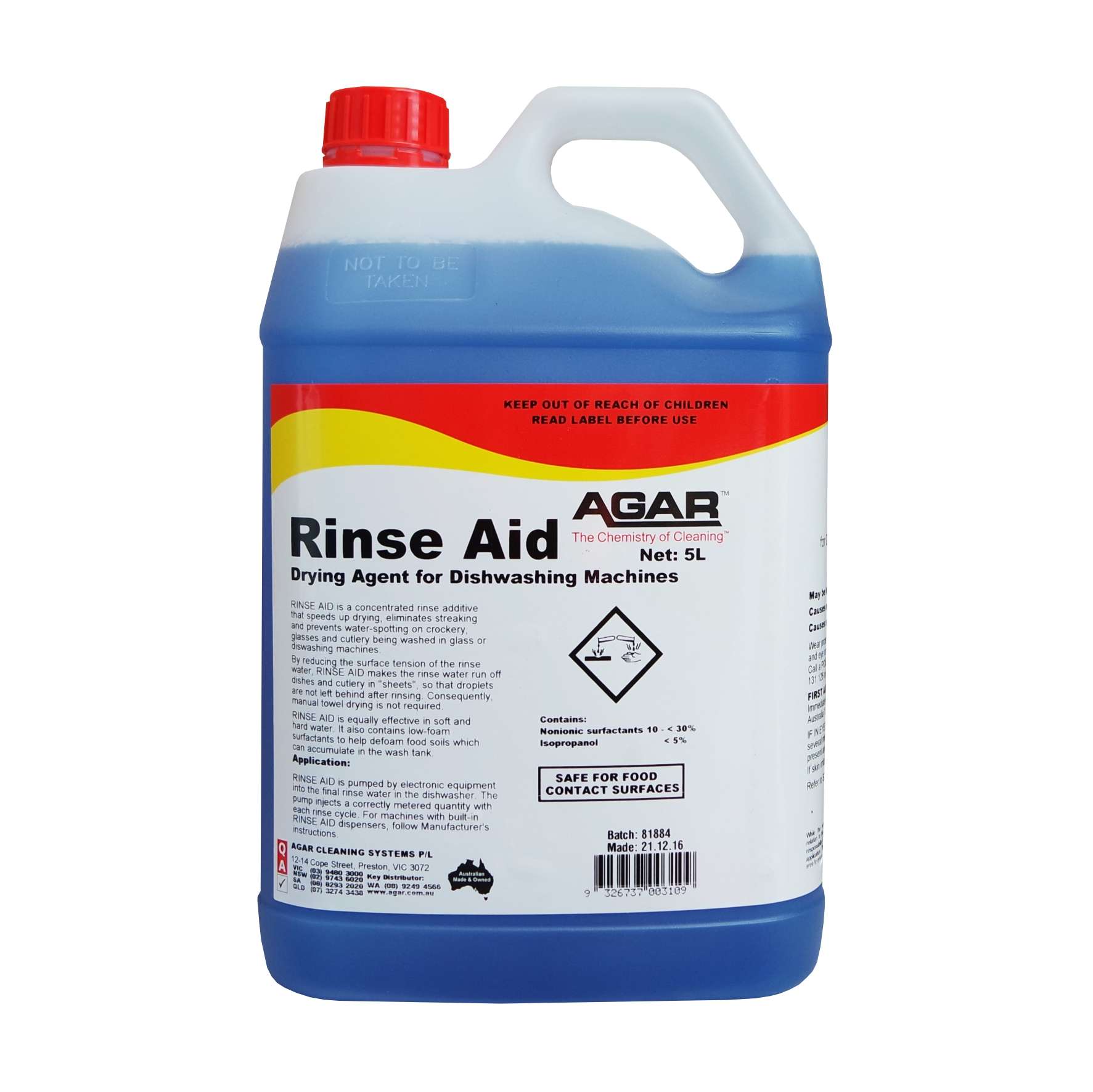 AGAR Rinse Aid Dishwasher Drying Agent 5L