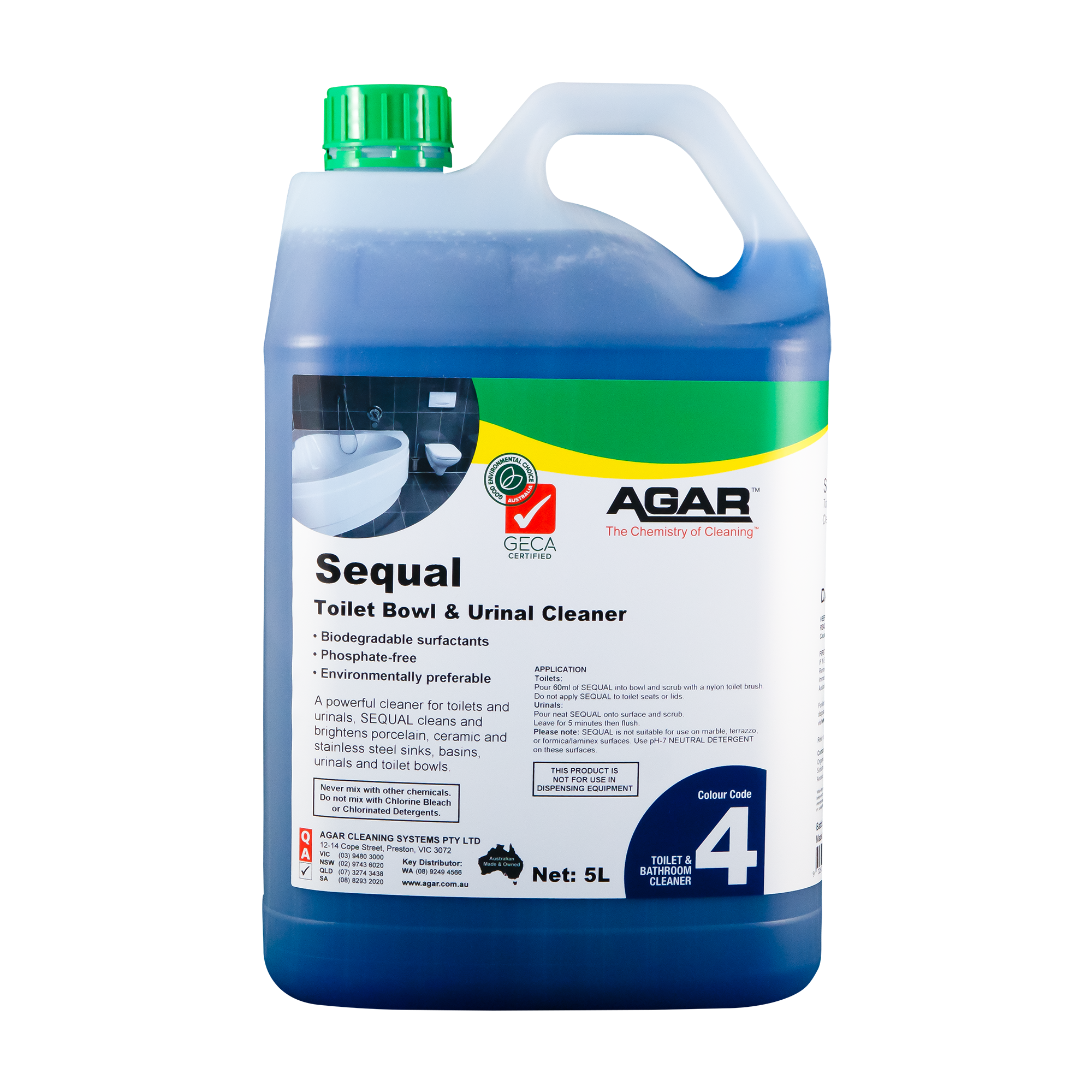 AGAR Sequal Toilet and Washroom Cleaner GECA 5L