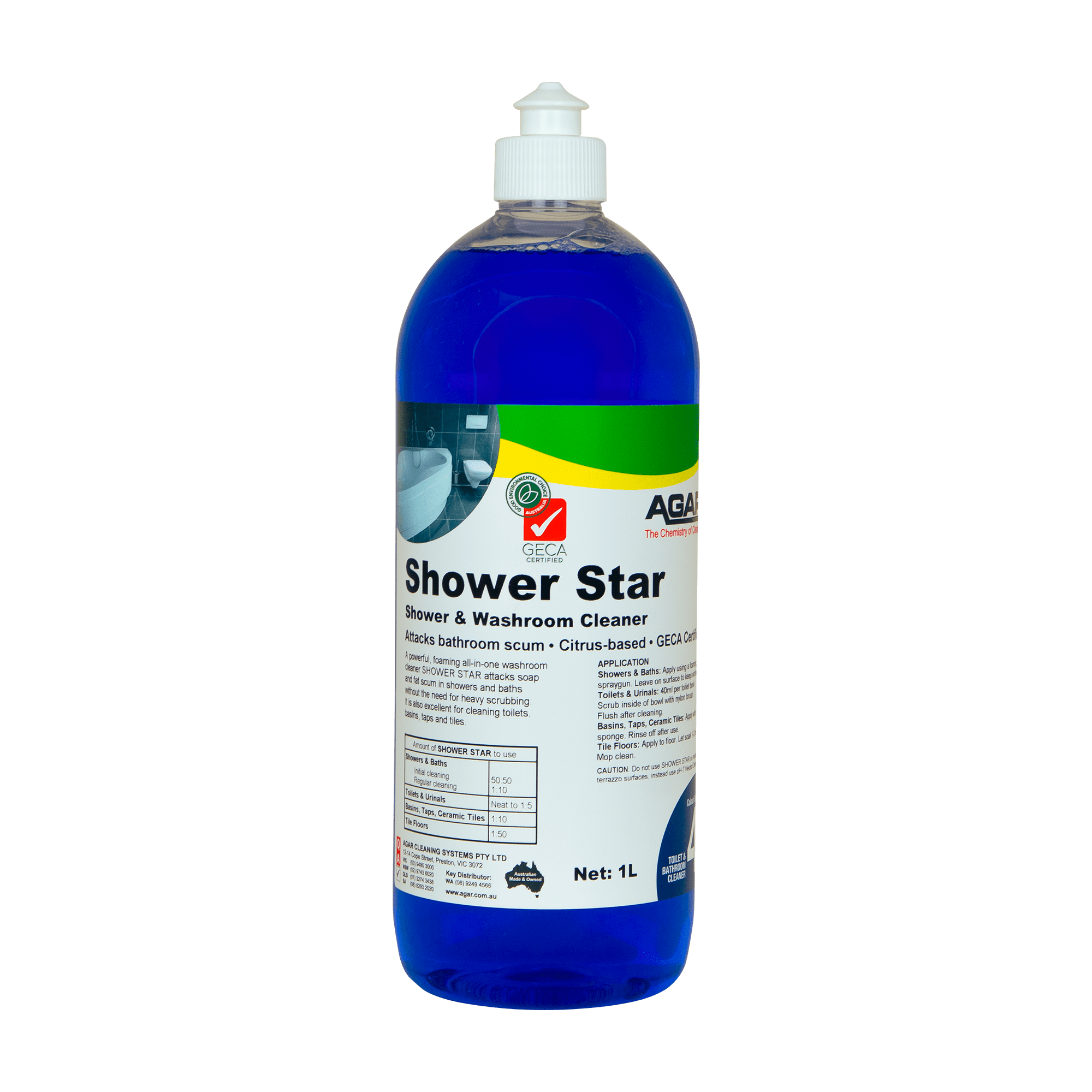 AGAR Shower Star Shower and Washroom Cleaner GECA 1L