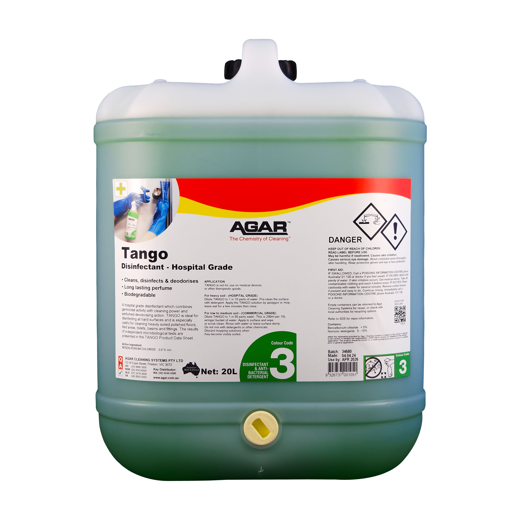 AGAR Tango Hospital Grade Disinfectant 20L