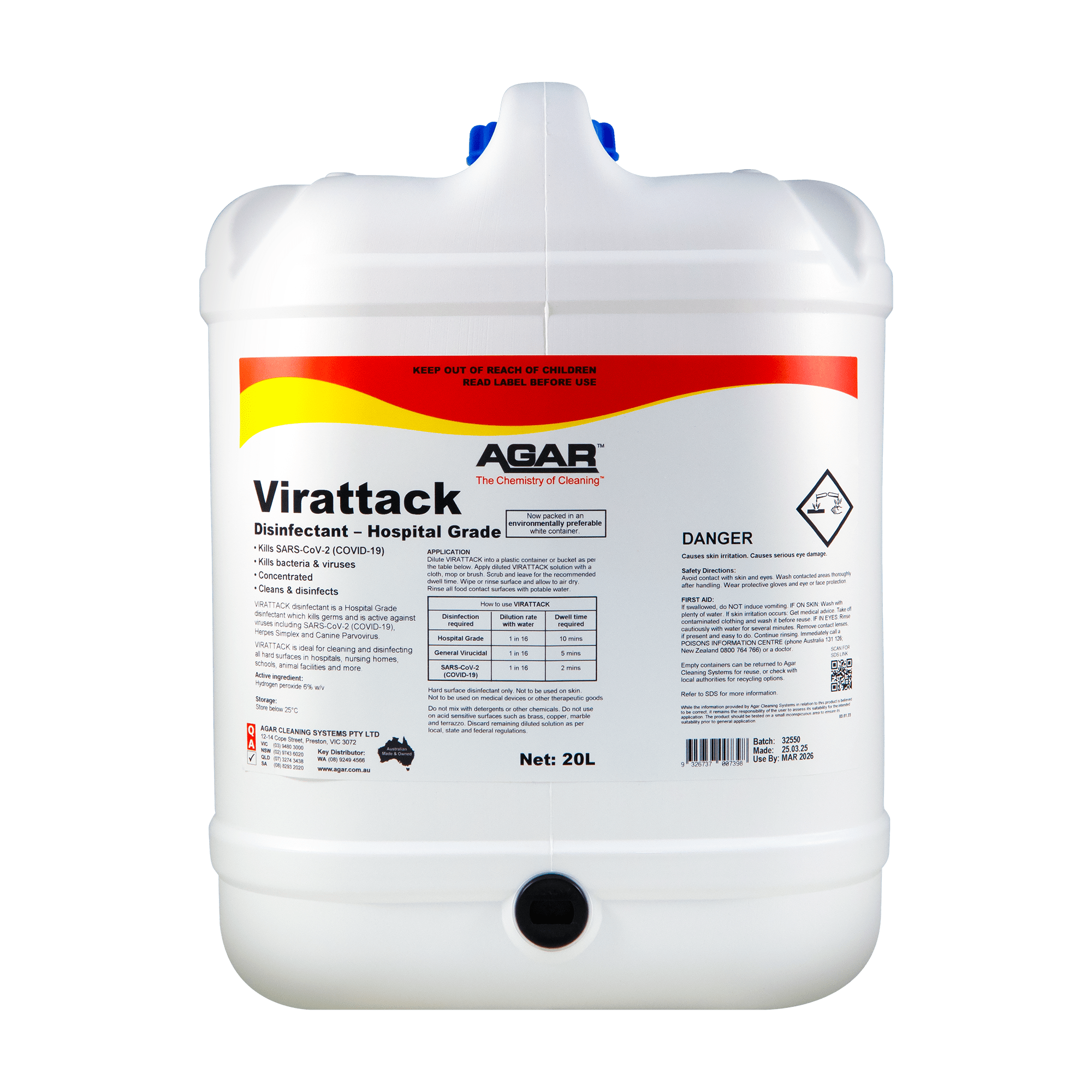 AGAR Virattack Hospital Grade Disinfectant 20L