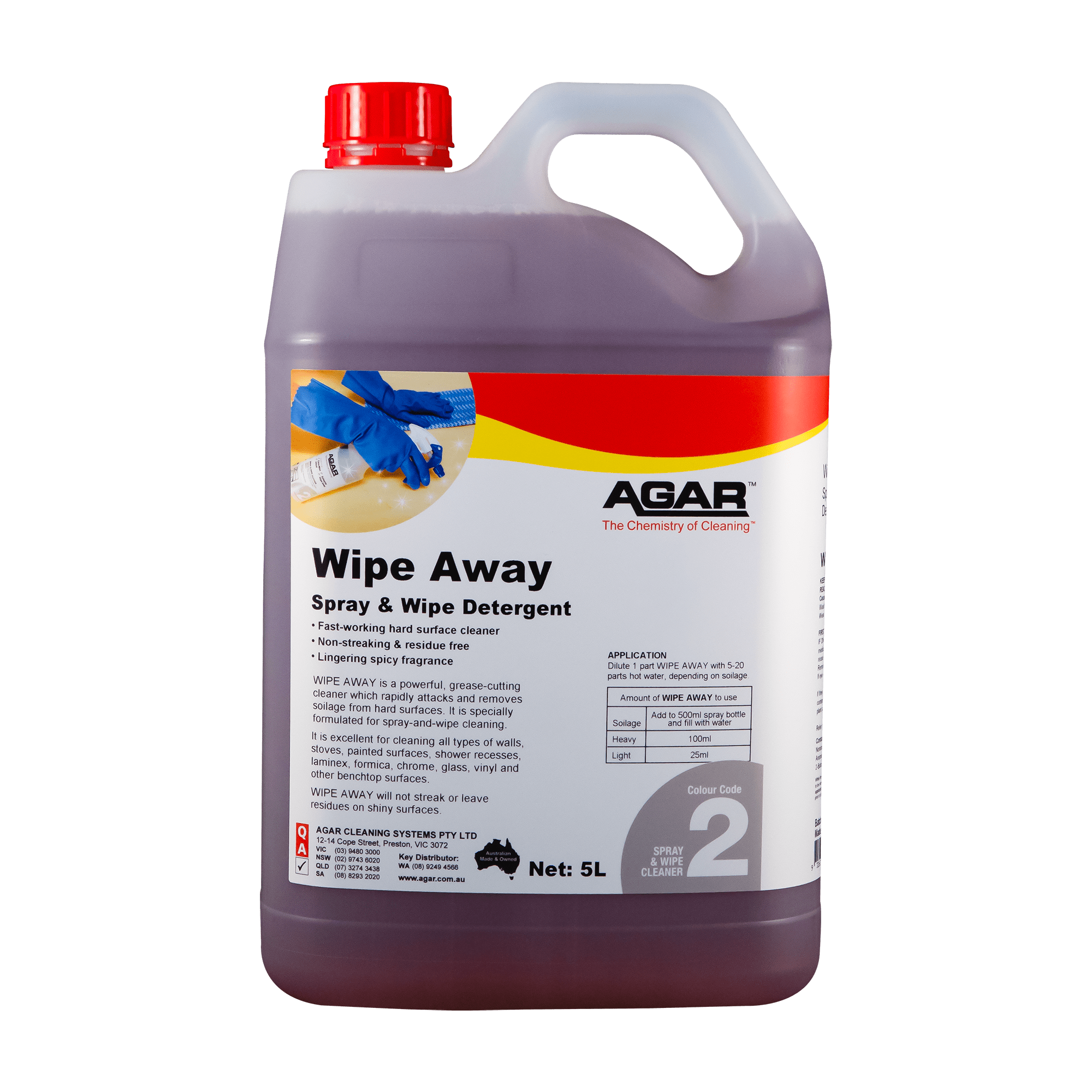 AGAR Wipe Away Spray and Wipe Detergent 5L