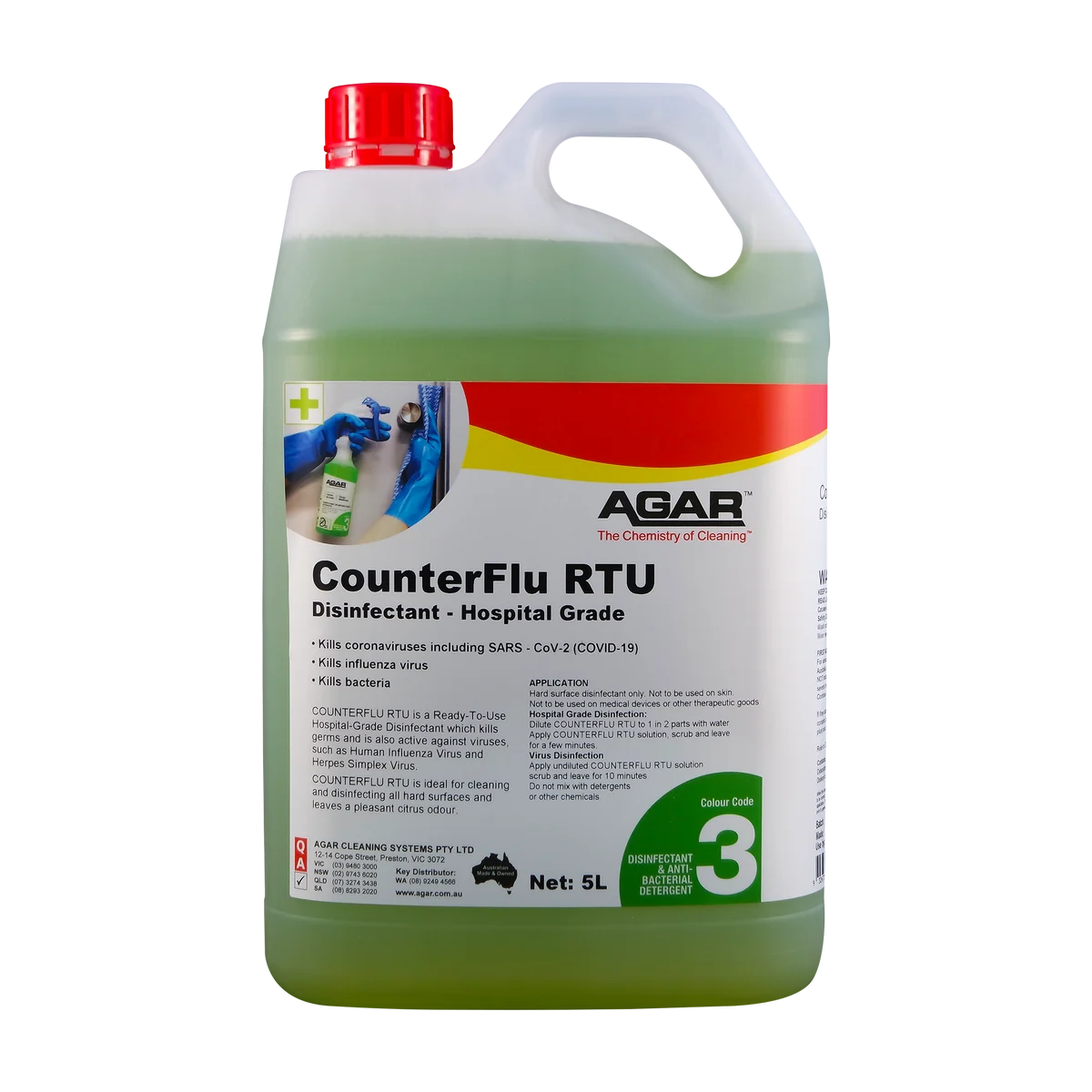 AGAR CounterFlu RTU Hospital Grade Disinfectant 5L bottle